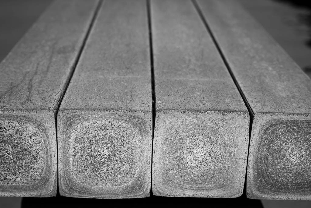 Interesting woodgrain park bench