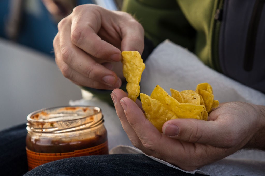 Chips and salsa. This is a classy boat.