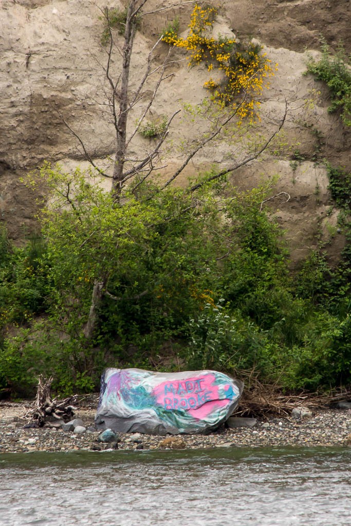 Every town has a painted rock.. this one has a mermaid on it.