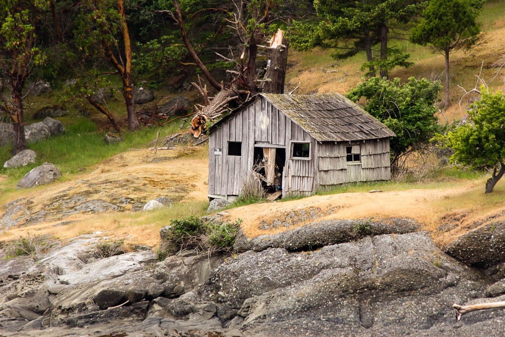 Almost to Stuart Island. Found a run down barn.  Would have been fantastic to explore in person. 