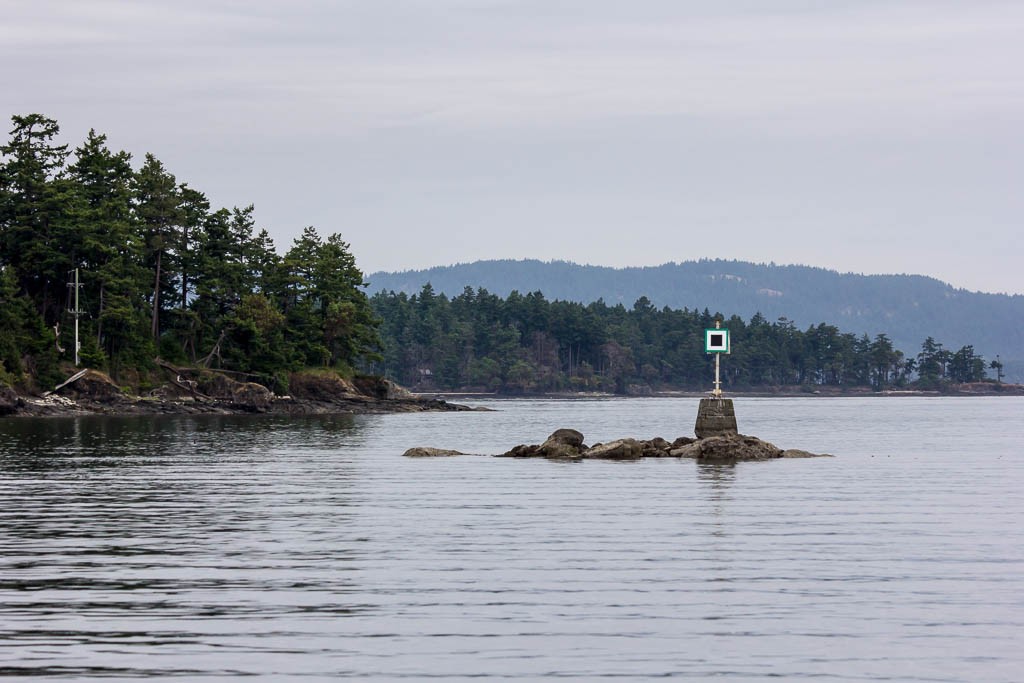 Lots of rocks in the water. 