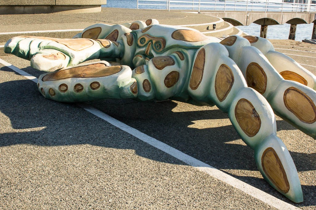 Wooden crab sculpture