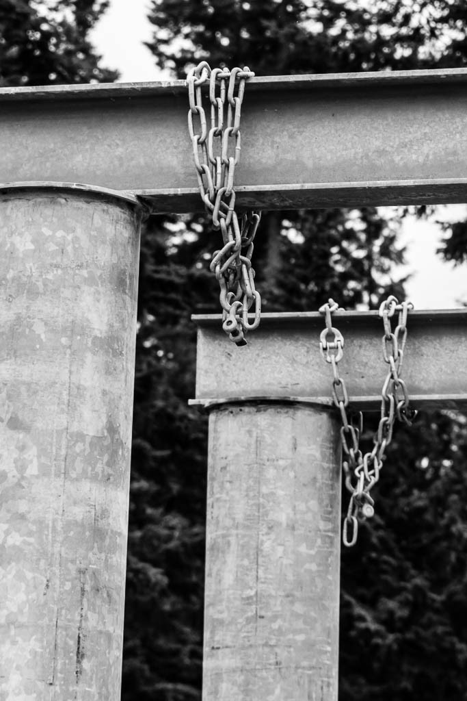 Chains to hold the floating portion of the dock up during the winter