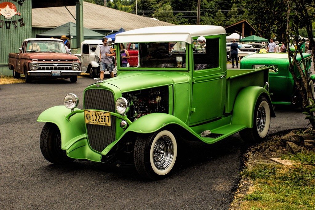 Lime green pickup