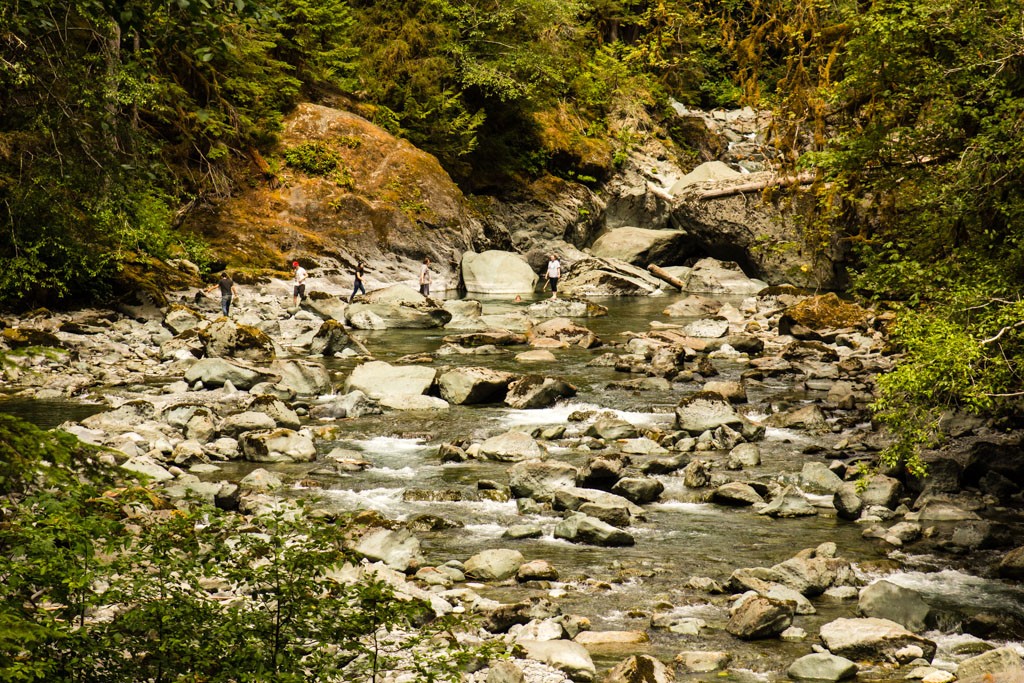 People playing in the river