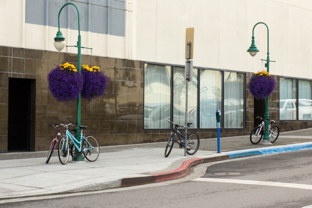 Bicycles in a row. 