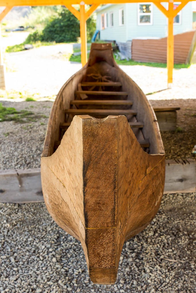 Traditional log canoe