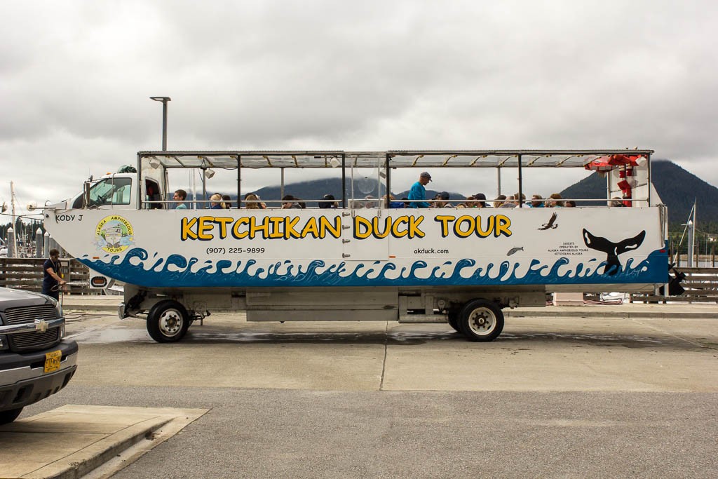 The absolute shadiest Duck tour ever. They still have the roof and cab of the van they used.