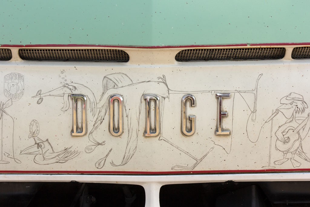 The Dodge van had drawings all over it.