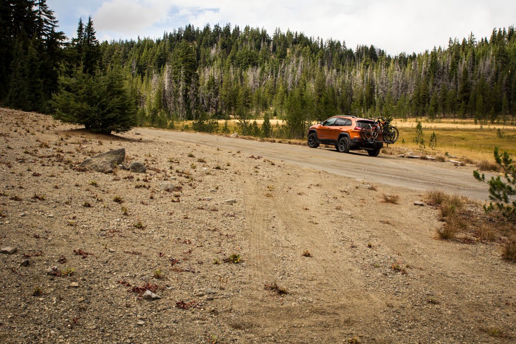 This is her first "offroading" session. We didn't push it because we had the bikes on the back. 