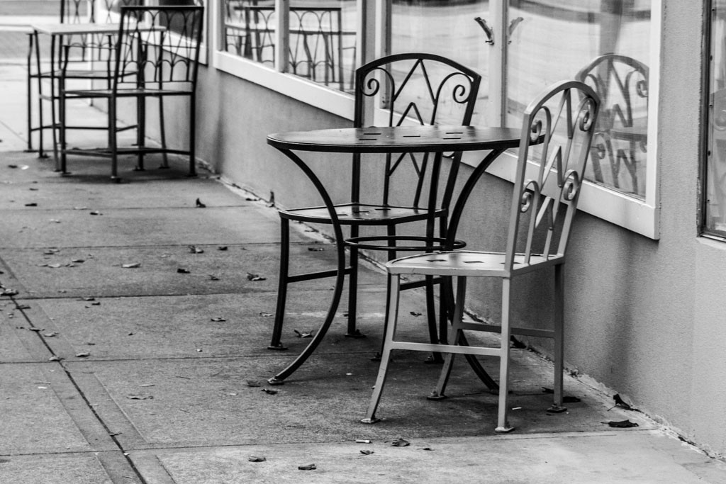 Café chairs. Empty.