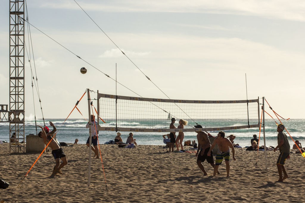 Riveting game of beach volleyball