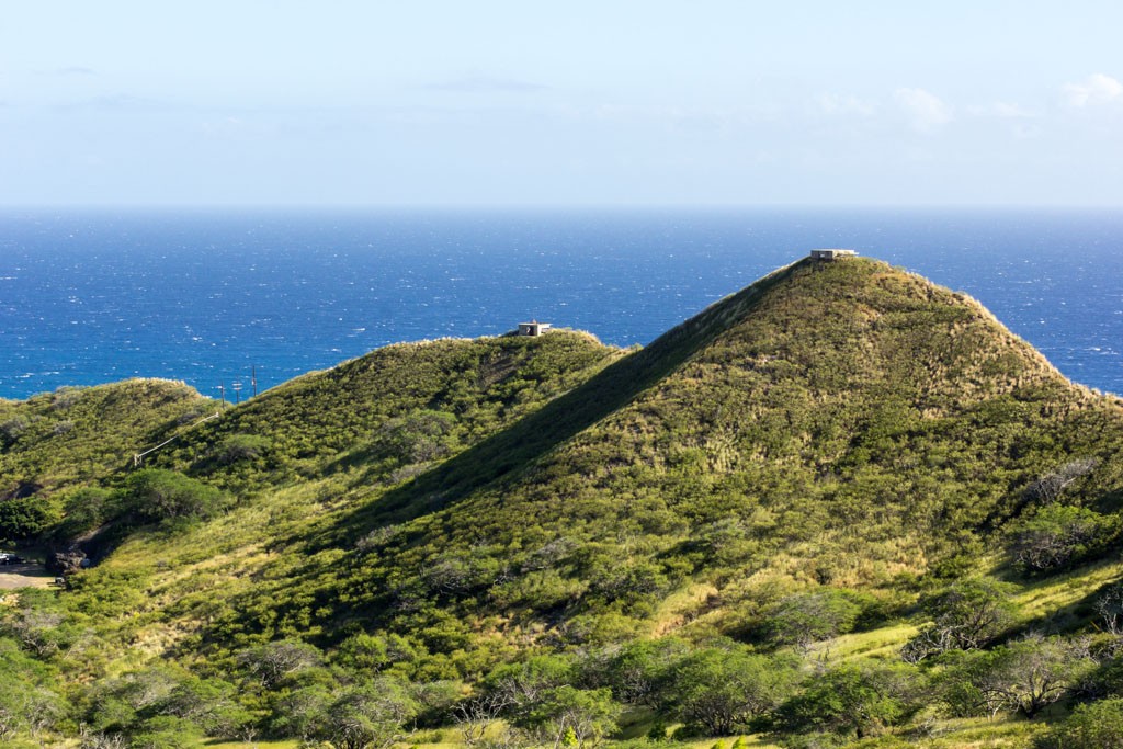 There are bunkers on the tops of all the hills.