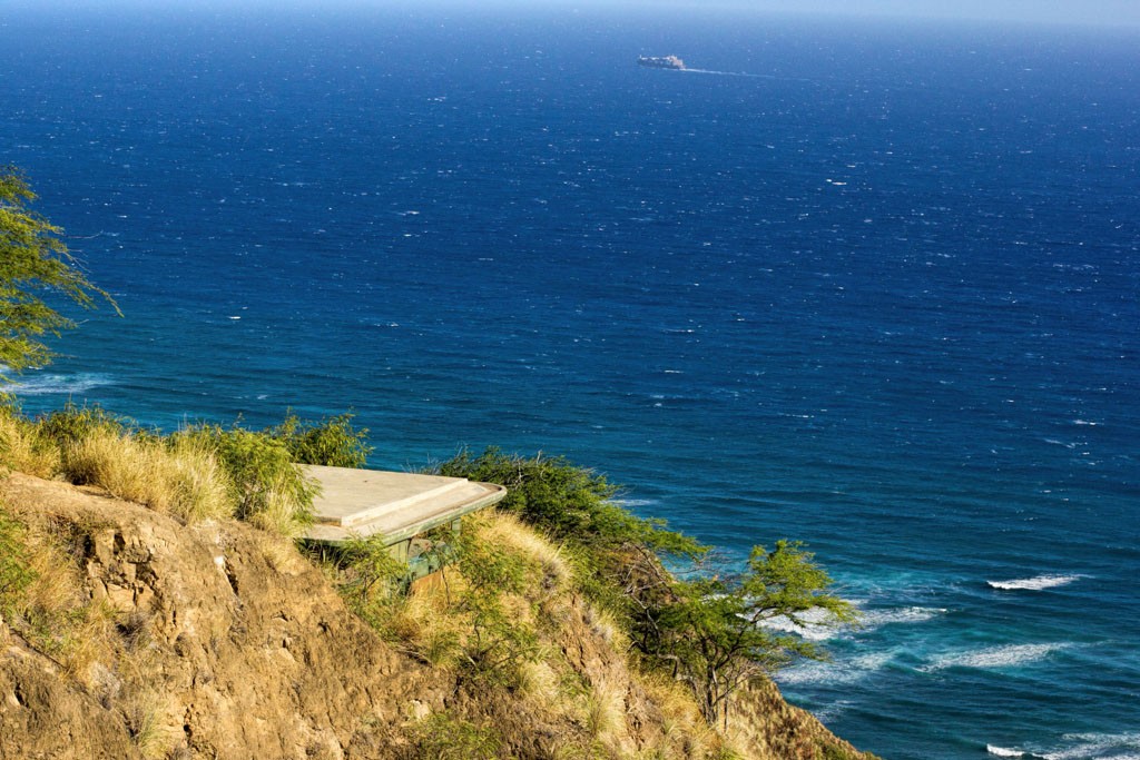 Above one of the bunkers. They're very similar to the ones at Fort Flagler and Worden up here in Washington.