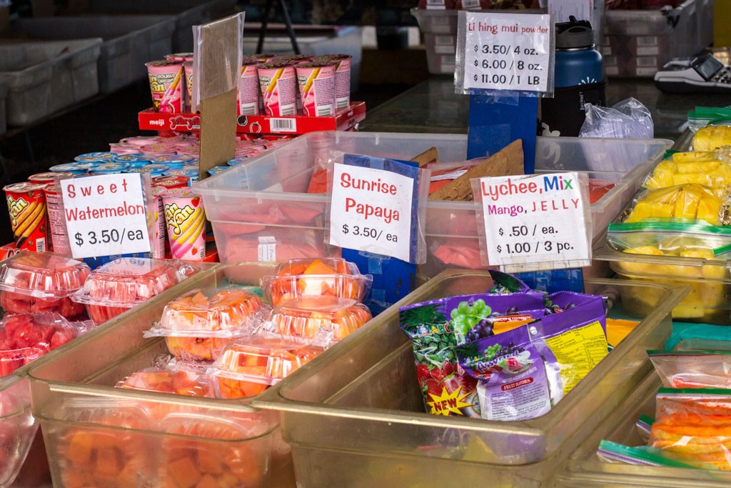 Fresh fruit, dried fruit, fruit flavored candy... etc. 