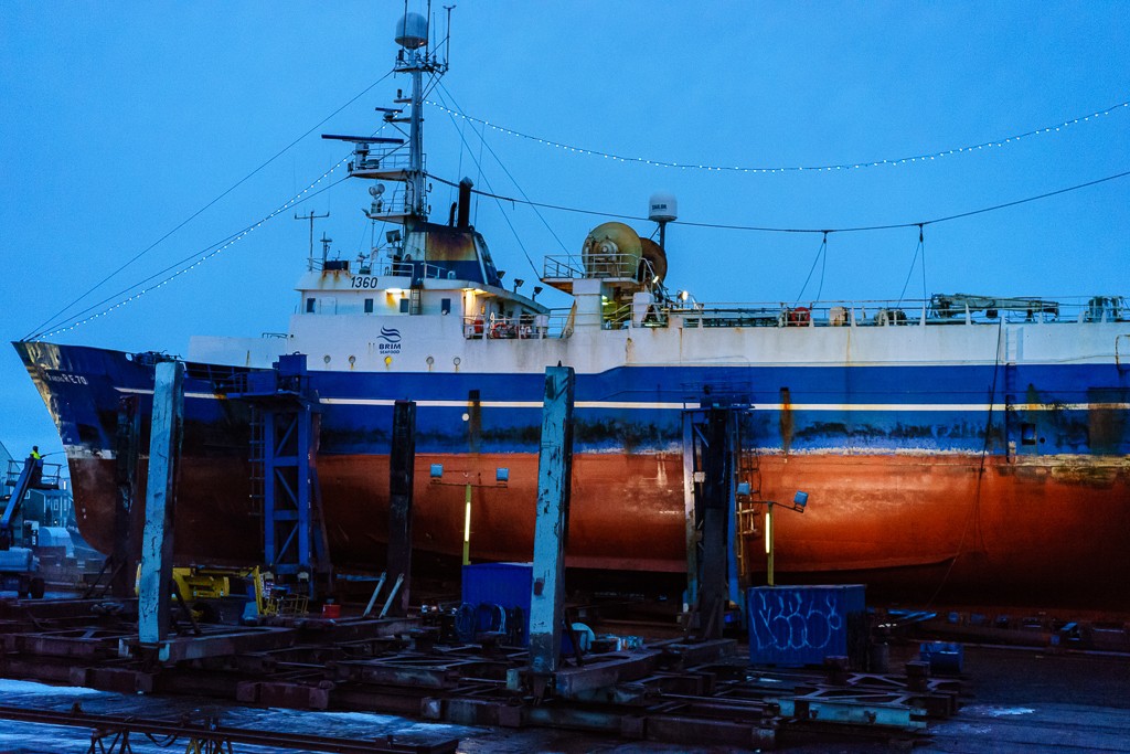 Boat up on blocks for repairs