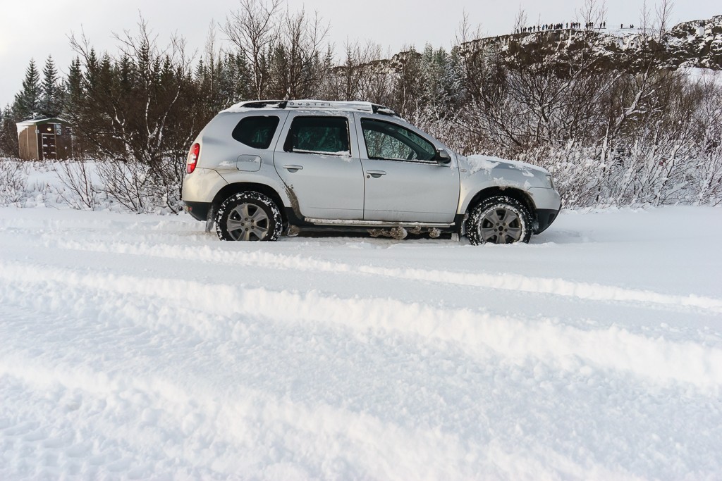 Our little Dacia in the snow