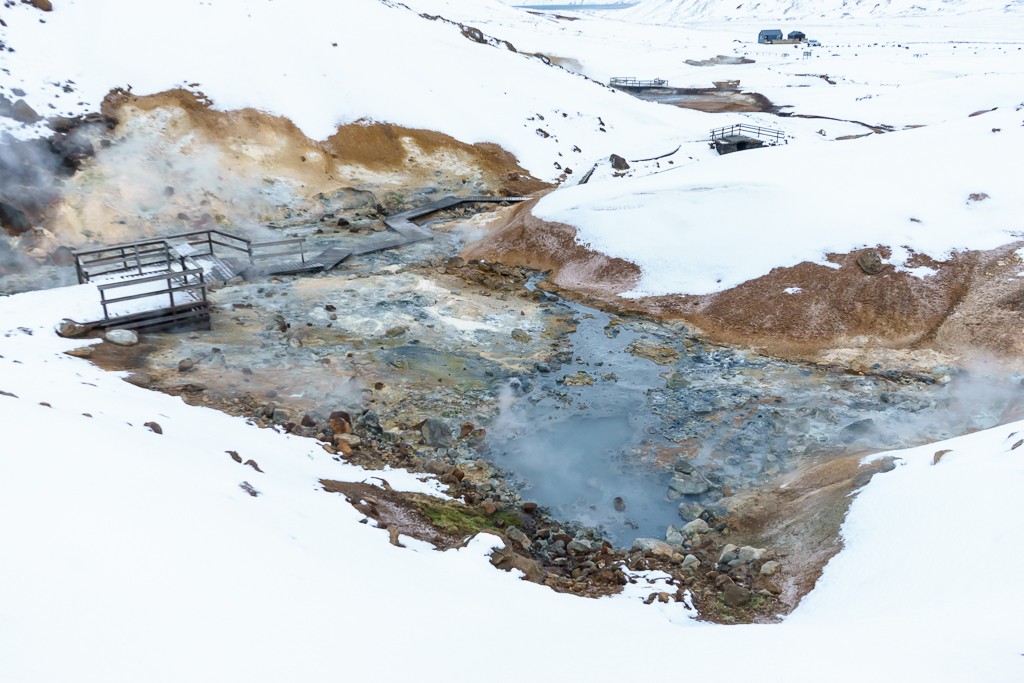 Boiling pools of mud and sulphur