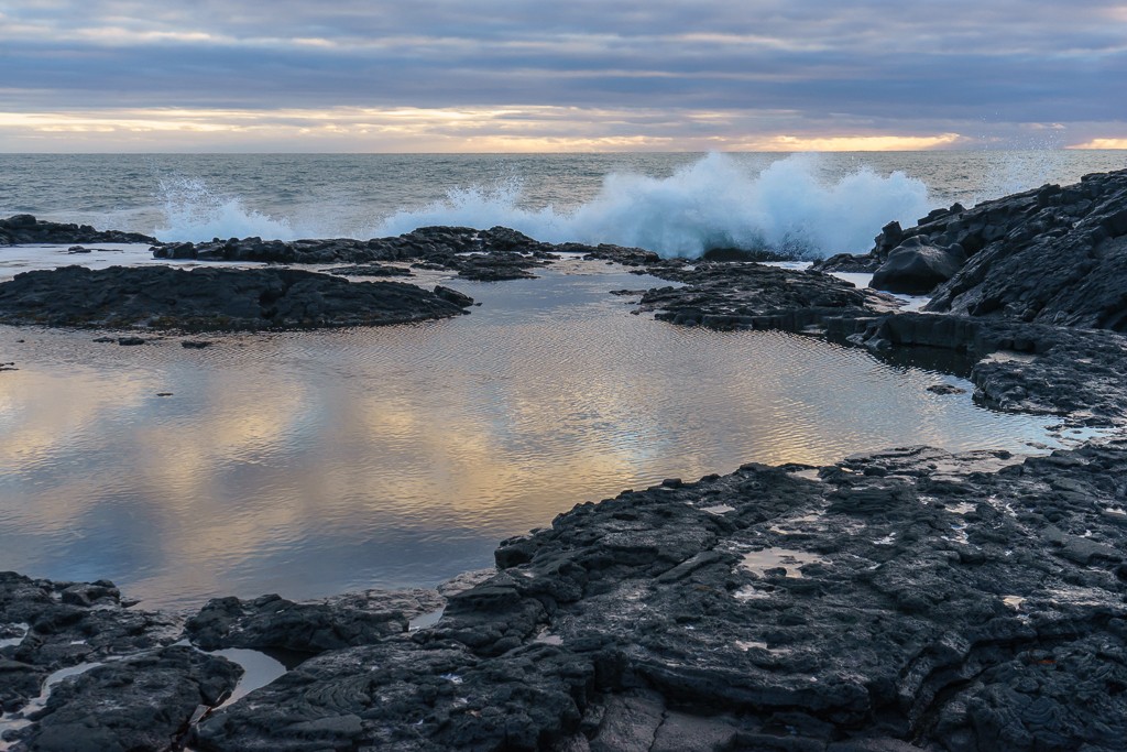 Waves breaking against a pool