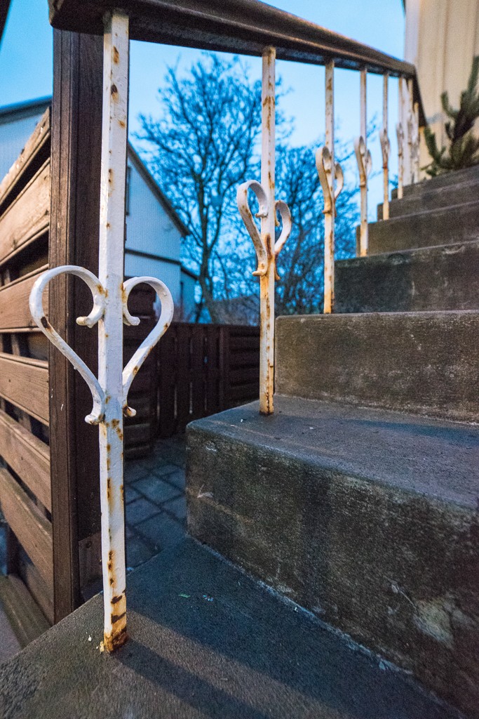 Hearts on a railing