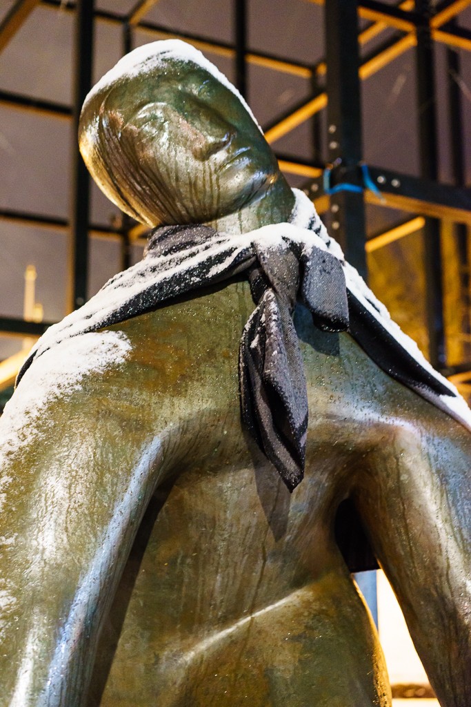 Sculpture with a scarf.