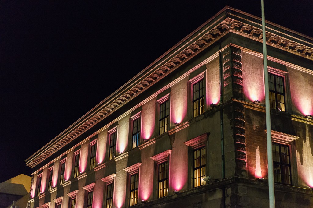 This building was all lit up pink