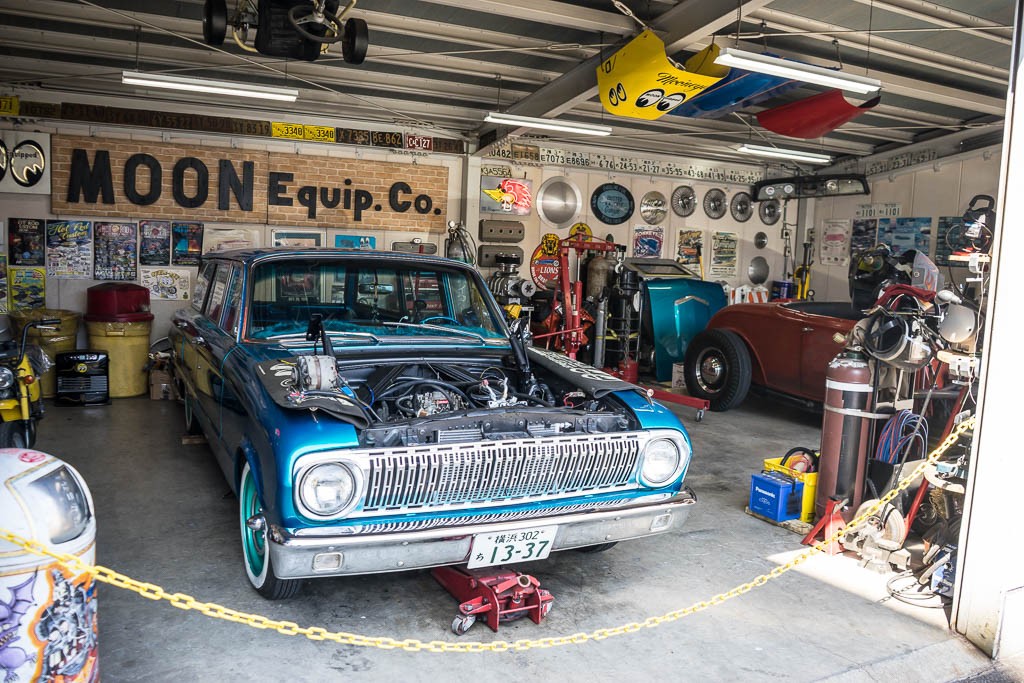 Their vintage garage setup out back. I'm pretty sure it's staged but I'm also pretty sure it's still cool as hell.