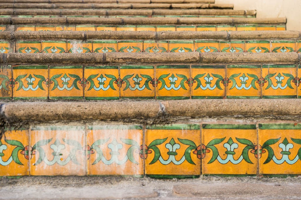 Weathered painted tiles