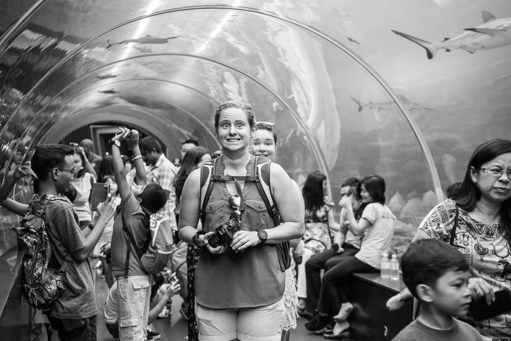 Jessica is suuuuuper happy that there are sharks everywhere.