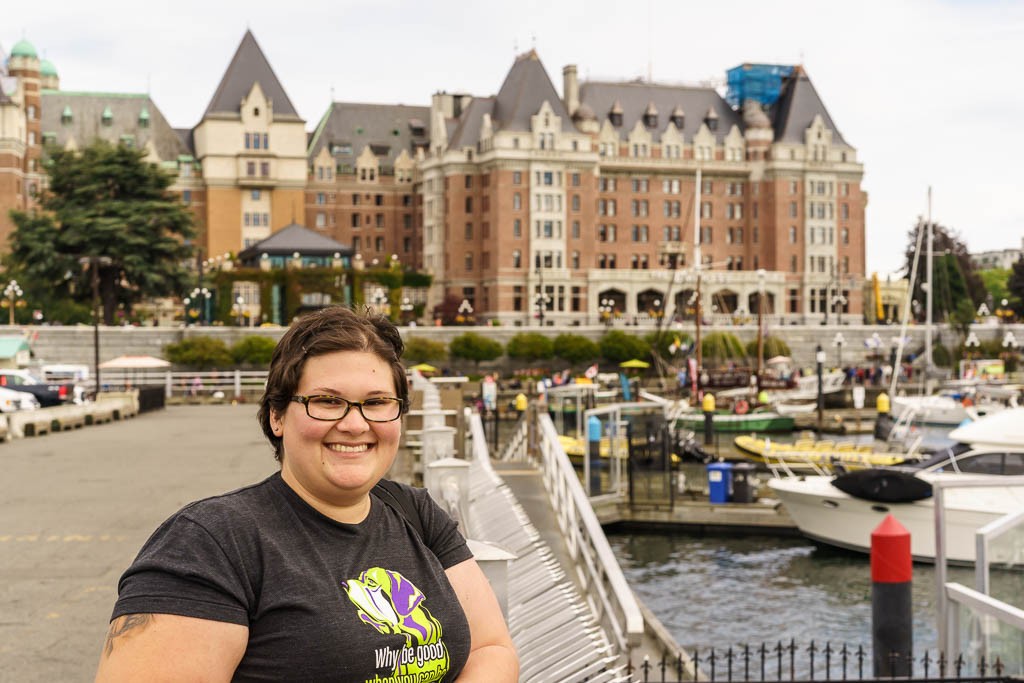 Caroline in front of the Empress hotel.