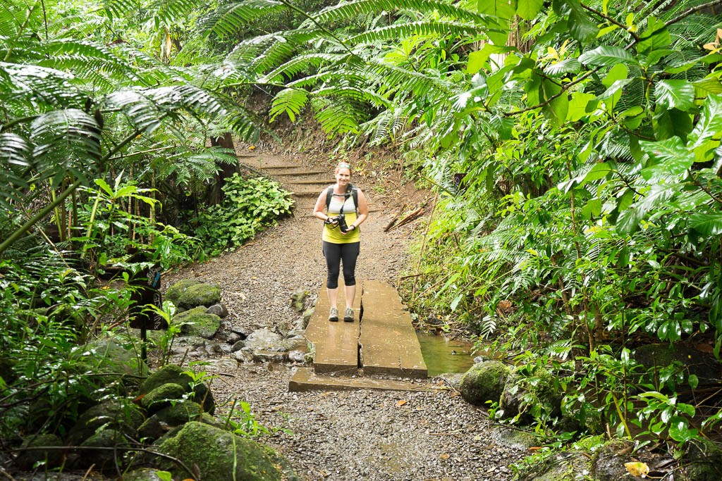 Jessica on a little wooden bridge